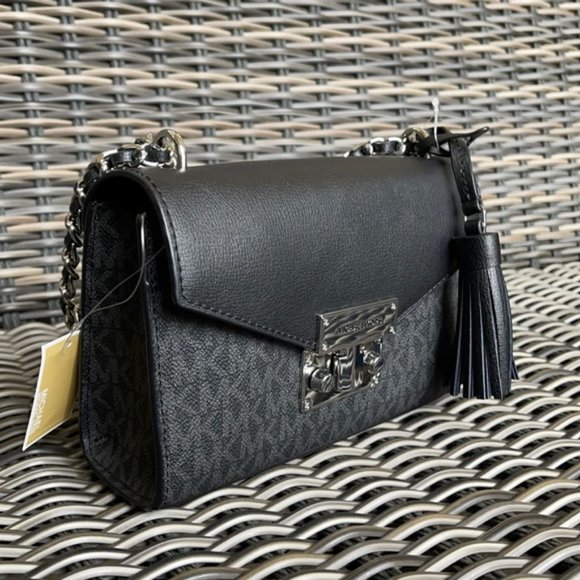 Michael Kors Rose Small Crossbody Black NWT - Picture 7 of 16